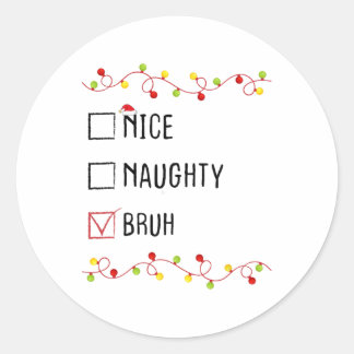 Leuke stoute bruh kerstlijst kerstman ronde sticker