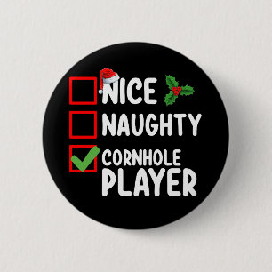Leuke Stoute Cornhole Speler Kerstlijst Ronde Button 5,7 Cm