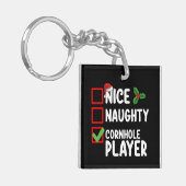 Leuke Stoute Cornhole Speler Kerstlijst Sleutelhanger (Voorkant Links)