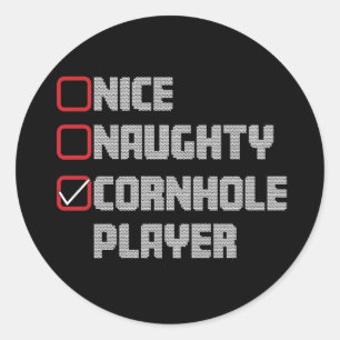 Leuke Stoute Cornhole Speler Lijst Lelijk Kerstmis Ronde Sticker