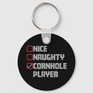 Leuke Stoute Cornhole Speler Lijst Lelijk Kerstmis Sleutelhanger