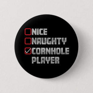 Leuke Stoute Cornhole Speler Lijst Lelijke Kerstma Ronde Button 5,7 Cm