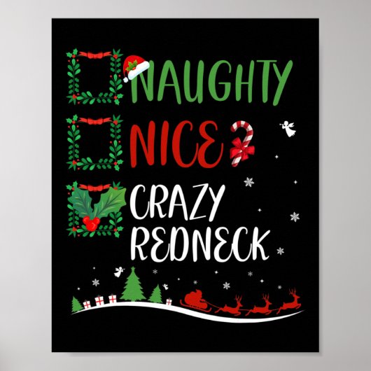 Leuke stoute Crazy Redneck Christmas Matching Sant Poster (Voorkant)