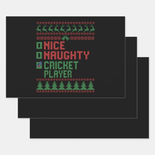 Leuke Stoute Cricket Speler Grappig Kerstcadeau Inpakpapier Vel (Set)