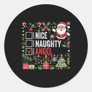 Leuke Stoute Engel Grappige Kerstman Ronde Sticker