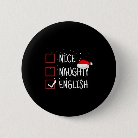 Leuke Stoute Engelse Kerst Checklijst Grappig Enge Ronde Button 5,7 Cm (Voorkant)