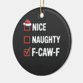 Leuke Stoute F-Caw-F Grappige Kerstman Stout Keramisch Ornament (Links)