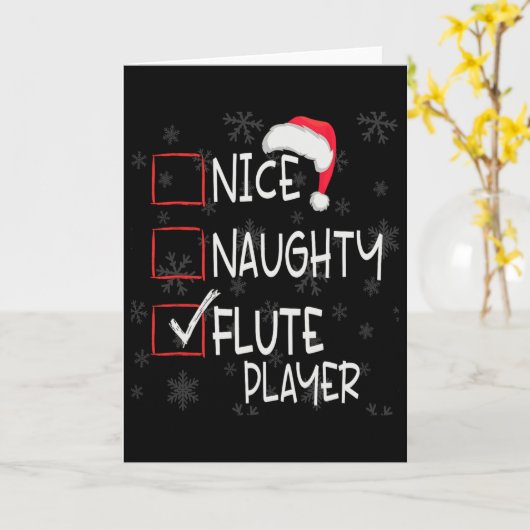 Leuke Stoute Fluitspeler Lijst Kerstman Claus Kaart (Gele Bloem)