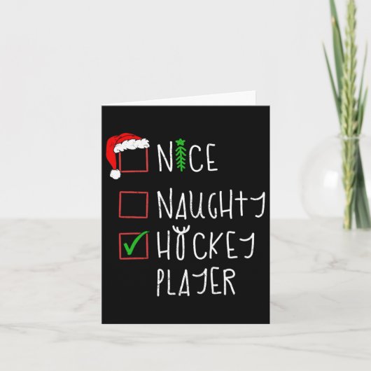 Leuke stoute hockeyer grappig kerstkostuum kaart (Voorkant)