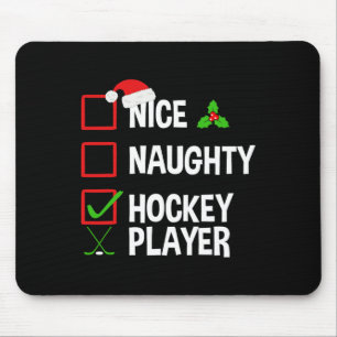 Leuke stoute hockeyspeler Grappige kerst Kerstmis Muismat