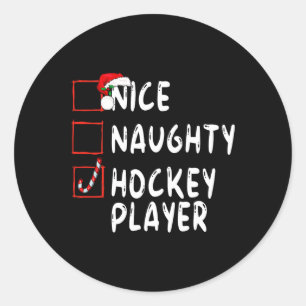 Leuke stoute hockeyspeler Kerstman Ronde Sticker