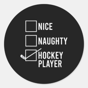 Leuke stoute hockeyspeler Kerstman Ronde Sticker