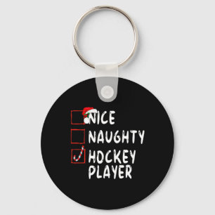 Leuke stoute hockeyspeler Kerstman Sleutelhanger