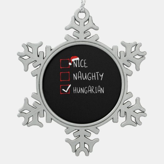 Leuke Stoute Hongaarse Kerst Erfgoed Tin Sneeuwvlok Ornament (Voorkant)