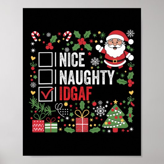 Leuke stoute idgaf grappige kerstman poster (Voorkant)