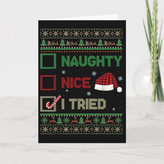 Leuke Stoute Ik Heb een Lelijke Trui Rode Geruite  Kaart (Voorkant)