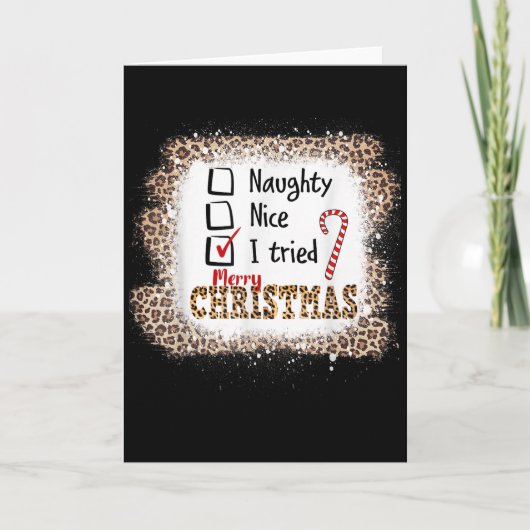 Leuke stoute ik heb luipaard grappige kerstlijst g kaart (Voorkant)