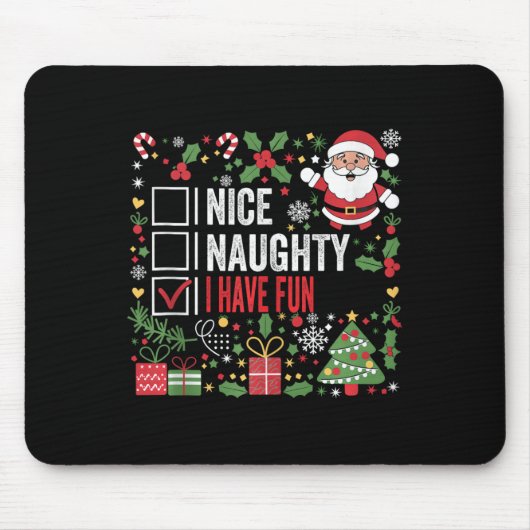 Leuke stoute ik heb plezier grappige kerstman muismat (Voorkant)