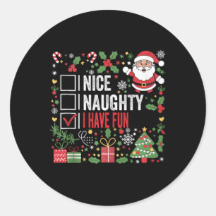Leuke stoute ik heb plezier grappige kerstman ronde sticker