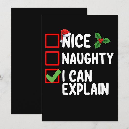 Leuke Stoute Ik Kan Kerstlijst Uitleggen Vakantie Kaart (Voorkant / Achterkant)