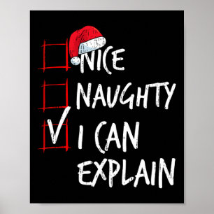 Leuke stoute ik kan uitleggen Kerstlijst Santa Co Poster