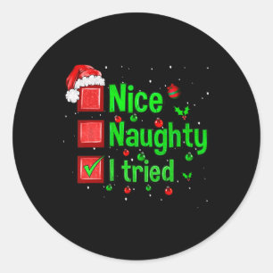 Leuke stoute ik probeerde grappige kerst familie M Ronde Sticker