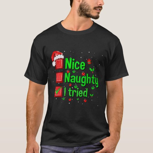Leuke stoute ik probeerde grappige kerst familie M T-shirt (Voorkant)