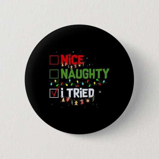 Leuke stoute ik probeerde grappige kerst pjs famil ronde button 5,7 cm (Voorkant)