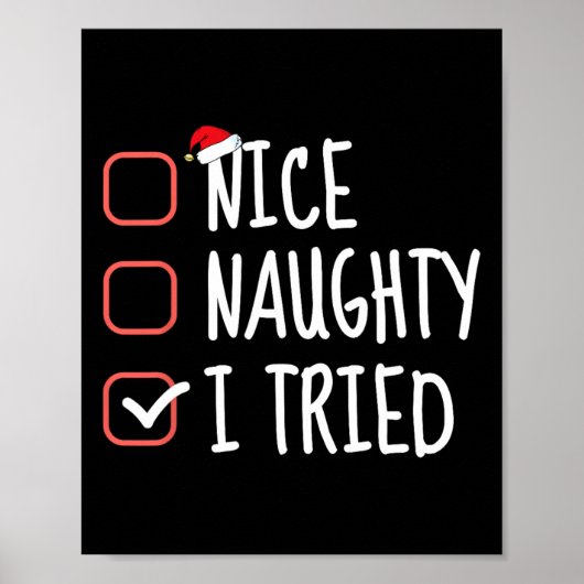 Leuke stoute ik probeerde grappige kerstlijst Sant Poster (Voorkant)