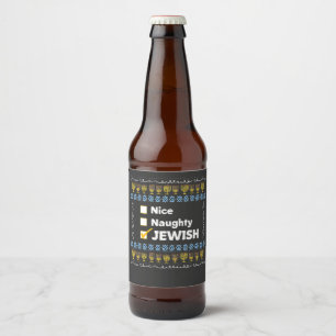 Leuke stoute Joodse Chanoeka lelijke trui Bier Etiket