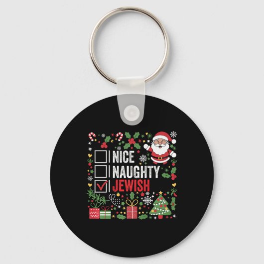 Leuke Stoute Joodse Grappige Kerstman Sleutelhanger (Voorkant)