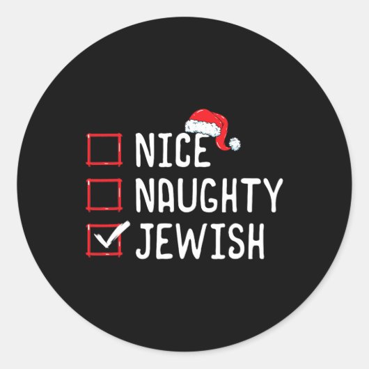 Leuke stoute Joodse kerstlijst Ronde Sticker (Voorkant)
