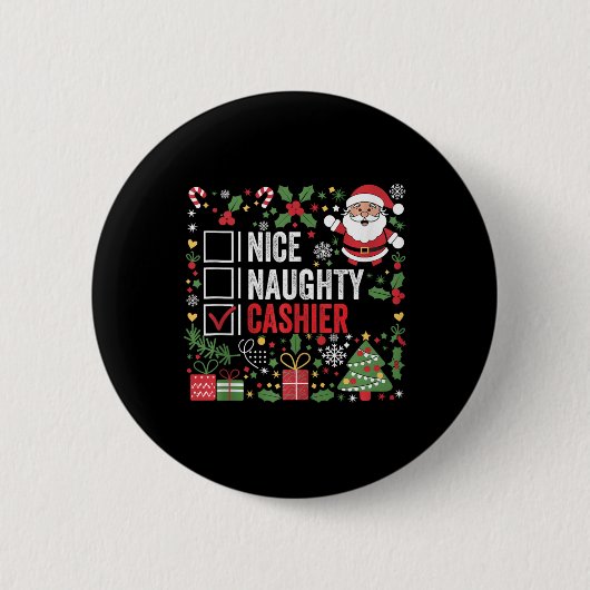 Leuke stoute kassier Grappig Kerstman T Ronde Button 5,7 Cm (Voorkant)