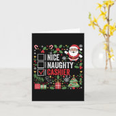 Leuke stoute kassier Grappige Kerstman Kaart (Gele Bloem)