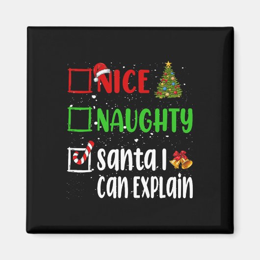 Leuke stoute kerstman Ik kan je kerstlijst uitlegg Magneet (Voorkant)