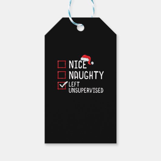 Leuke Stoute Linker Ongesuperviseerd Kerstlijst  Cadeaulabel (Voorkant)