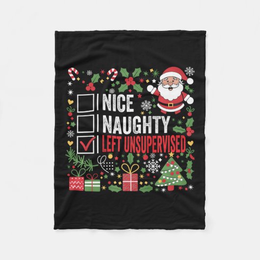 Leuke stoute links zonder toezicht grappige kerst  fleece deken (Voorkant)