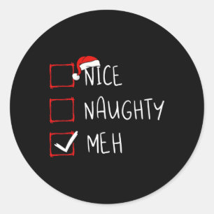 Leuke Stoute Meh Kerst Lijst Xmas Kerstman Ronde Sticker