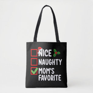 Leuke Stoute Moeders Favoriete Kerstlijst Familie Tote Bag