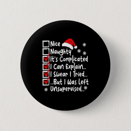 Leuke Stoute Multi Checklist Grappige Kerstlijst Ronde Button 5,7 Cm (Voorkant)