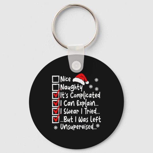 Leuke Stoute Multi Checklist Grappige Kerstlijst Sleutelhanger (Voorkant)