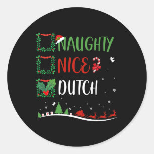 Leuke stoute Nederlandse kerst bijpassende kerstmu Ronde Sticker