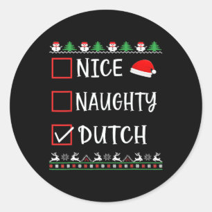 Leuke Stoute Nederlandse Leuke Lelijke Kerstlijst  Ronde Sticker
