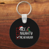 Leuke stoute Nicaraguaanse kerstlijst Kerstman Sleutelhanger (Voorkant)