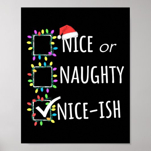 Leuke stoute Nice-ish kerstlijst Santa Claus F Poster (Voorkant)