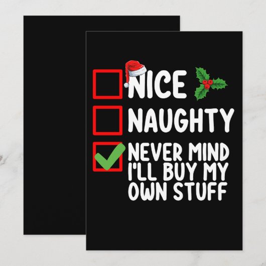 Leuke Stoute Nooit Gedacht Ik Koop Mijn Eigen Spul Kaart (Voorkant / Achterkant)