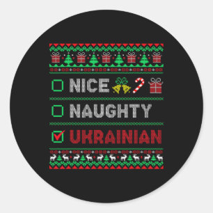 Leuke Stoute Oekraïense Lelijke Kerst Grappige Vro Ronde Sticker
