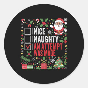 Leuke stoute poging werd gemaakt grappige kerst ronde sticker