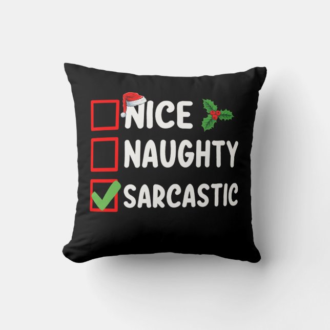 Leuke Stoute Sarcastische Kerstlijst Sarcasme Kussen (Voorkant)