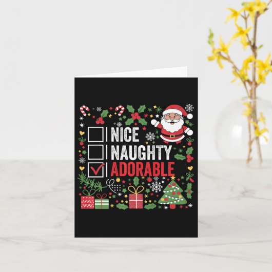 Leuke stoute Schattige grappige kerstman Kaart (Gele Bloem)